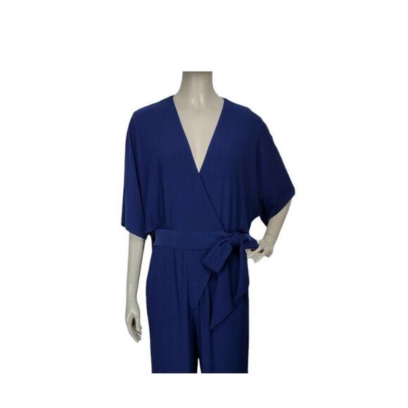 Taylor Blue Jumpsuit Tie- Waste Batwing Casual or Dress-up - 8 - NWT - Picture 2 of 4
